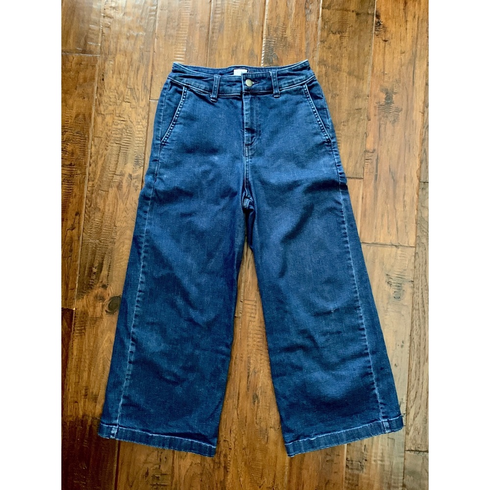 Wide Leg Crop Flare Denim Pants